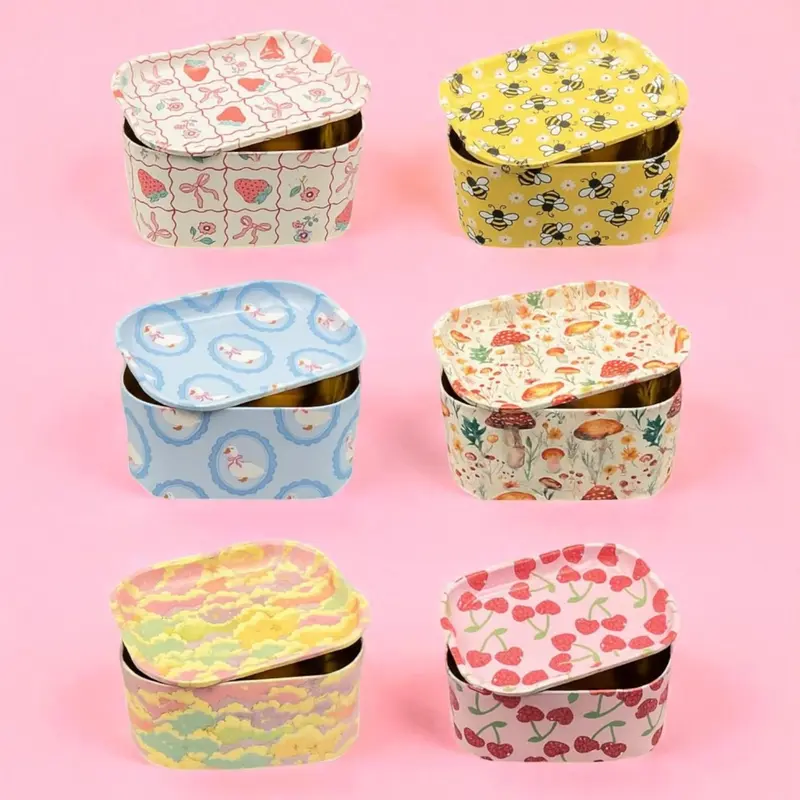 MEE MEE Tin Storage Box, Large Metal Stash Container Kitchen Storage Cute Designs Medicine Organizer