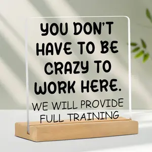 Funny Desk Sign, Wooden Desk Decor, Desk Signage Decoration, Desk Ornament for Home Office, Office Desktop Decoration, Workplace Joke Gift for Friend & Colleague