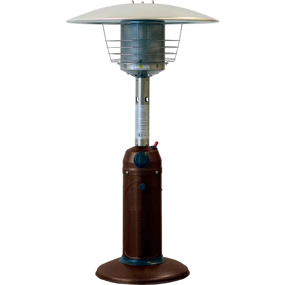 Hiland B3232303 Table Top Patio Heater - 11000 BTU - Propane - Brown & Silver