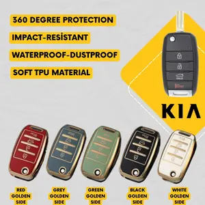 KIA 4-Button Key Fob Cover for Optima, Soul, Sorento, Rio, Sportage, Forte - Tpu 360 Protection