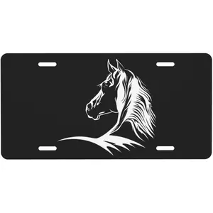 Contact customer service to enjoy discounts Back View Horse License Plate, Decorative Car Front License Plate, Aluminum Novelty License Plates Vanity Tag Metal Car Plate for Women Men 6 X 12 Inch
