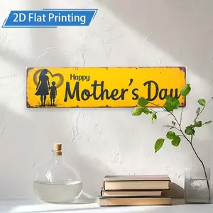 1pc 4x16 Inch Metal Sign Rustic Happy Mother's Day Aluminum Wall Art, Home Garden Porch Outdoor Decor, Ideal Mother's Day Gift