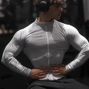 Dark Style Heat Press Personalized Sports Casual Fitness Jacket Men's Zipper Training Slim Fit Quick-Dry Long Sleeve Jacket（gift）