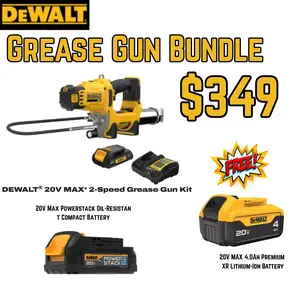 Dewalt Grease Gun Kit with 2 FREE Batteries
