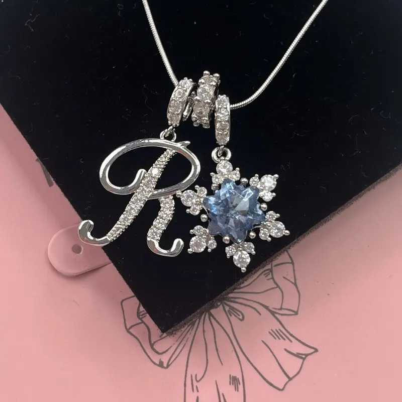 Personalized A-Z Initial & Pink Heart Necklace Custom A-Z Letter Sparkly BFF Gift Bling Stylish Accessory for Bestie