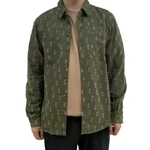 WIRDATRD Men's Ripped Pocket Denim Jacket Shirt Classic Trucker Jean Coat All-Season Menswear Outfit Christmas New Year Trending Fashion Outdoor Clothing