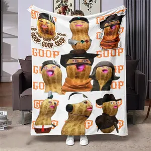 1pc Burnt Peanut Fun Goop Meme Flannel Blanket, Soft Comfortable Lightweight Casual Throw, All Seasons Travel Camping Home Blanket, Figure Print Blanket, Cozy Throw Blanket