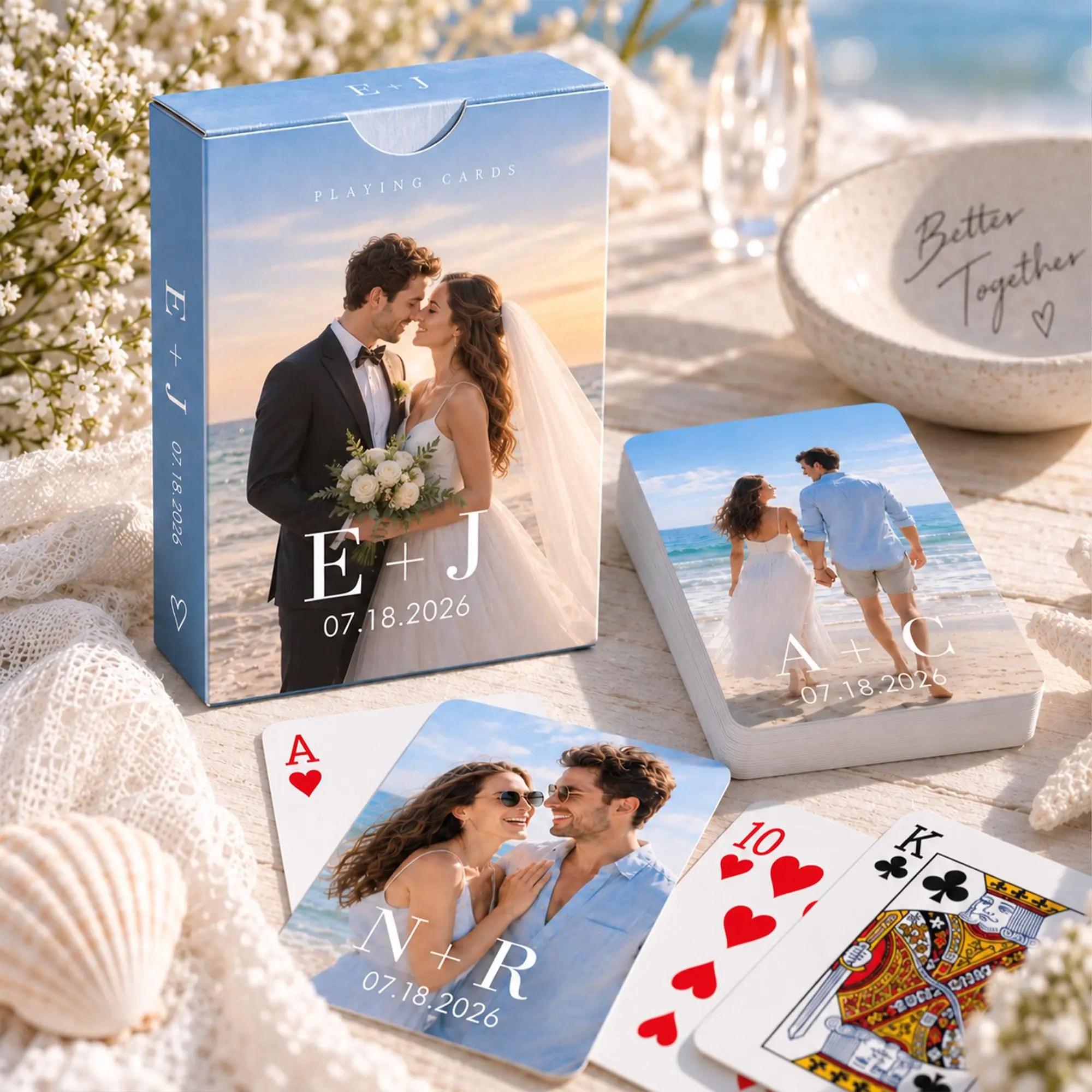 Custom Photo Playing Cards, Personalized Couple Photo Deck, Wedding and Anniversary Gift