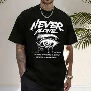Men’s loose-fit heavyweight cotton printed T-shirt, dark street style, gothic eye graphic with a dollar sign illustration, trendy inspirational casual top, best-selling urban fashion piece., Menswear, Shortsleeve, Round Neck tiktokshopspringglowup,summerv