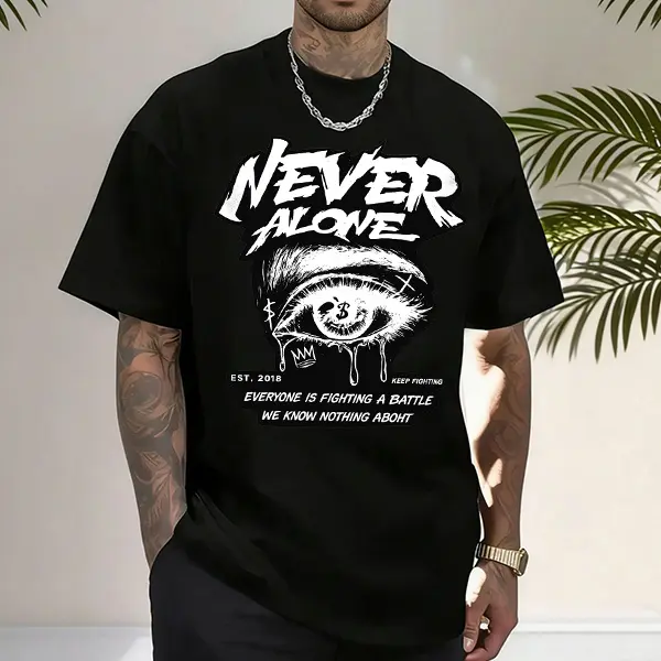 Men’s loose-fit heavyweight cotton printed T-shirt, dark street style, gothic eye graphic with a dollar sign illustration, trendy inspirational casual top, best-selling urban fashion piece., Menswear, Shortsleeve, Round Neck tiktokshopspringglowup,summerv