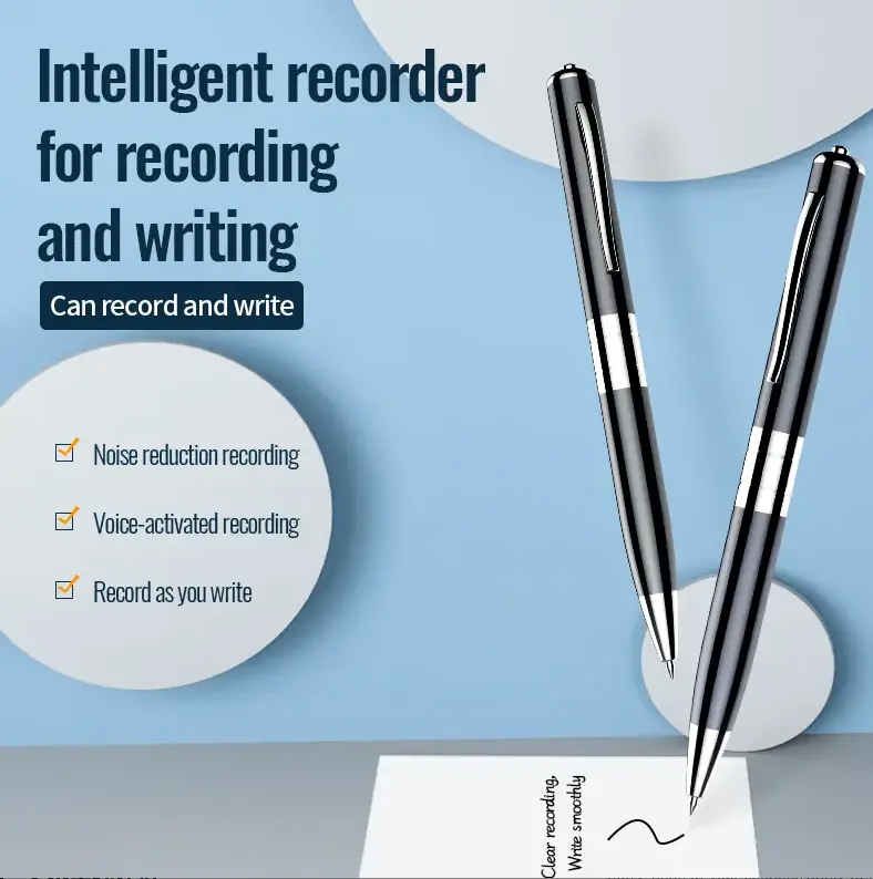 Hidden Voice Recorder Pen No Camera, Refillable Ink, Built-in Voice Changer, Voice Activated Noise Reduction HD Recording, Compact for Work Study