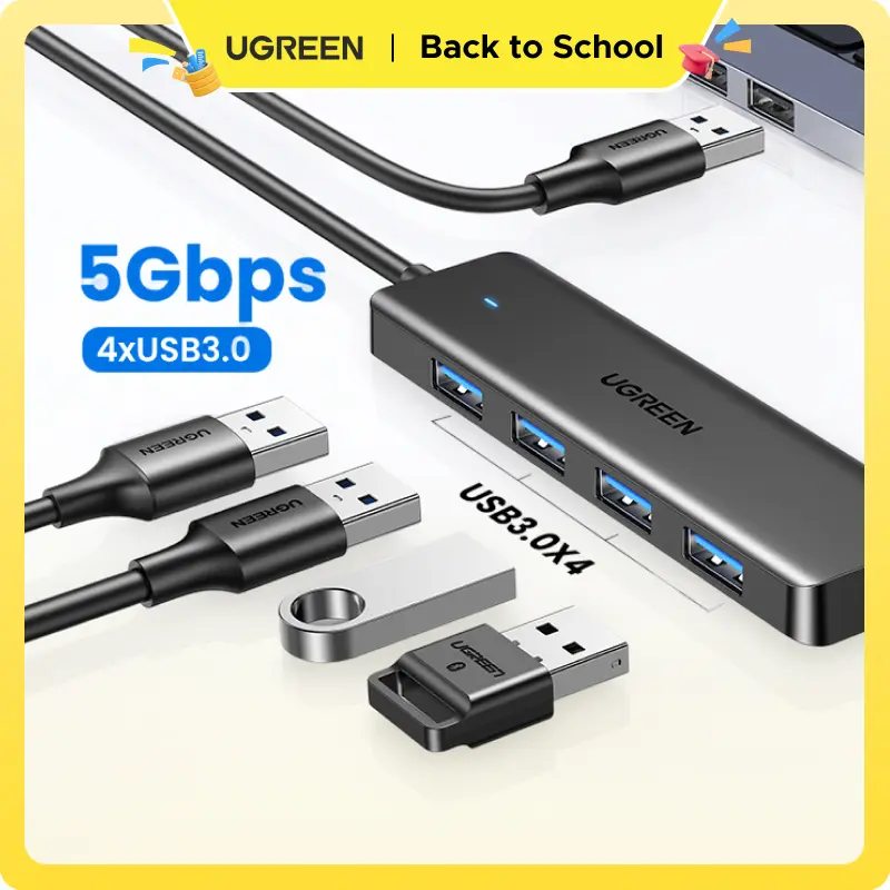 UGREEN 5Gbps USB 3.0 Hub, 4 Ports USB A/USB C Splitter, Ultra-Slim Design, Compatible with PS5, Xbox, Mouse, TikTokShopBacktoSchoolKeyboard, Flash Drive,ign, Compatible with PS5, Xbox, Mouse, Flash Drive,tiktokshopbacktoschool
