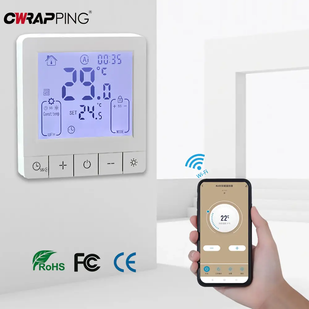 Intelligent WiFi Thermostat Home Air Conditioning and Water Floor Heating with Child Lock Backlight Home Intelligent Accessories