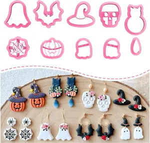 Halloween Clay Cutters, Clay Cutters for Halloween Earrings Making, 10 Shapes Halloween Clay Earrings Cutters, Halloween Polymer Clay Cutters (Earrings Clay Cutters 1)