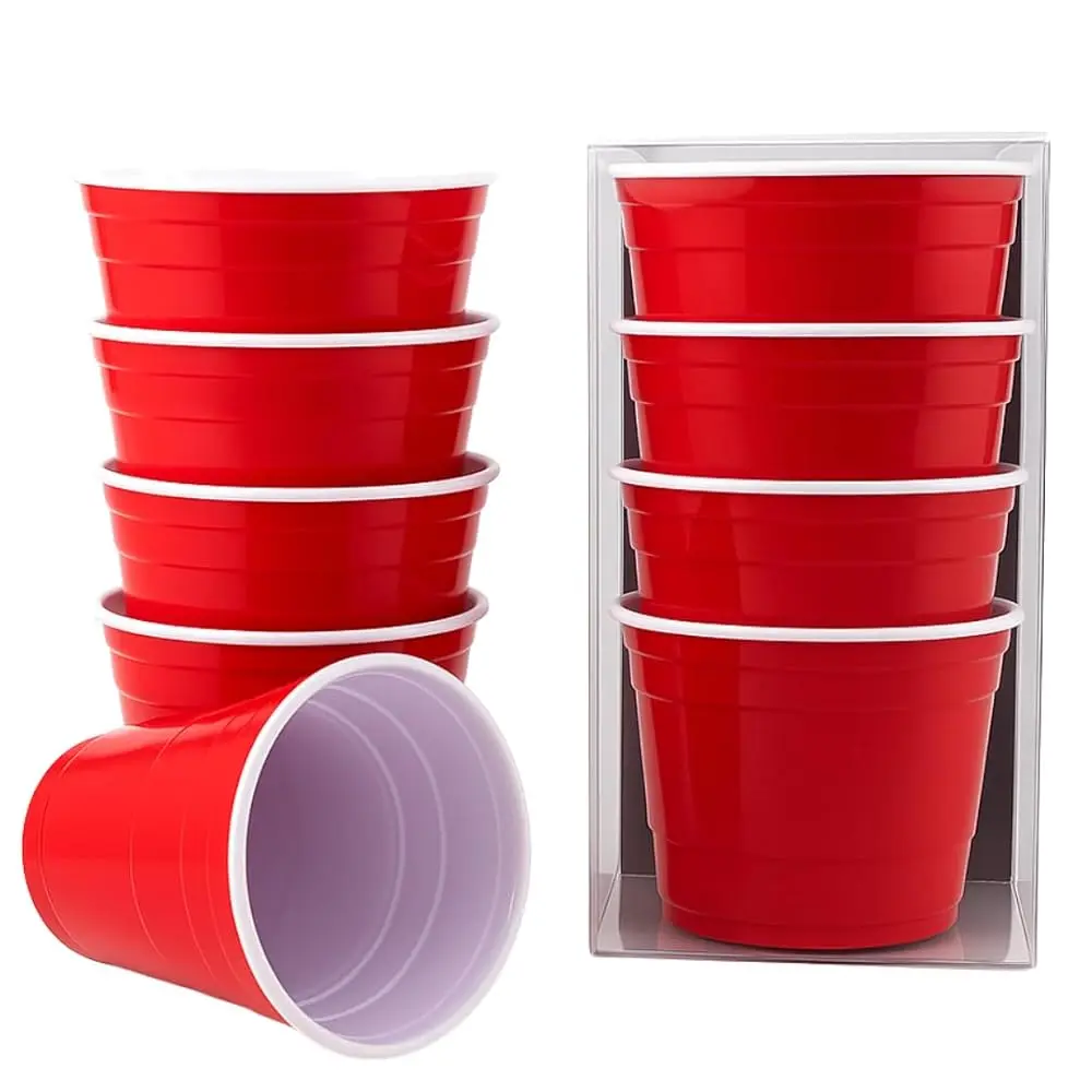 Red Cup Living Reusable 5oz Tumbler Set of 4 for Christmas, Holiday & Thanksgiving Party, Unbreakable Plastic Travel Cups, Dishwasher Safe