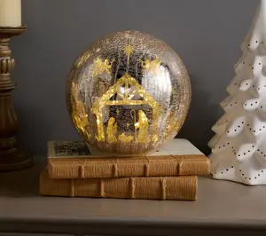 8" Illuminated Crackle Glass Sphere with Hidden Scene by Kim Gravel 8" Illuminated Crackle Glass Sphere with Hidden Scene by Kim Gravel