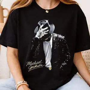 Michael Jackson King of Pop Halftone T Shirt 100% Cotton Music Legend Graphic Tee for Fans Retro Vintage Design Casual Summer Top Oversized Streetwear Gift for MJ Lover