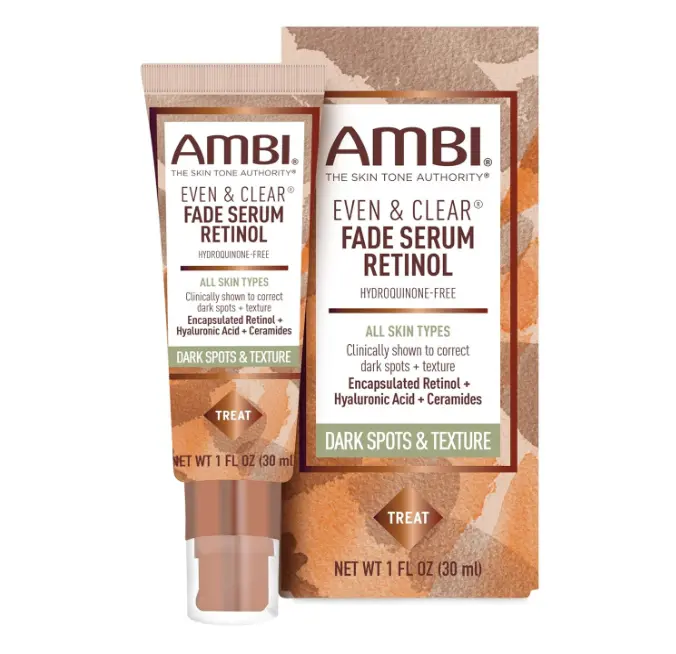Ambi Even & Clear Fade Serum, Hyperpigmentation Treatment, Hydroquinone-free, Dark Spot Corrector, Results In As Little As 4 Weeks, Retinol, Hyaluronic Acid, Niacinamide, Ceramides, 1 Fl Oz