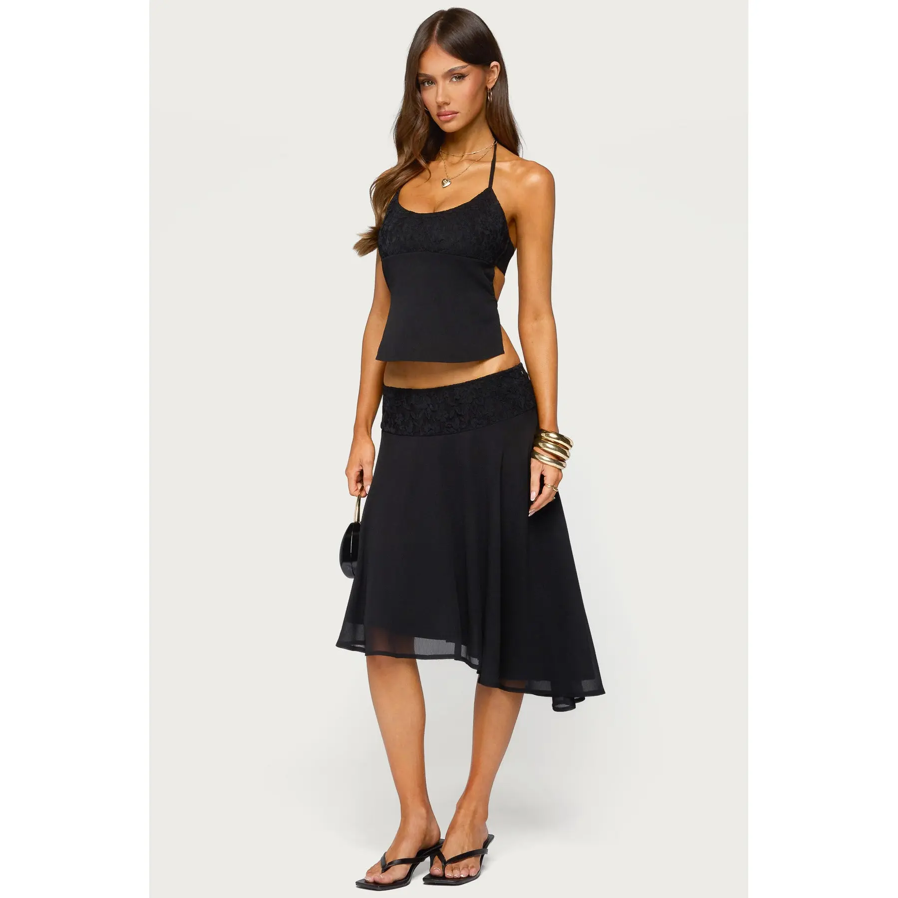 Evia Lacey Asymmetric Midi Skirt