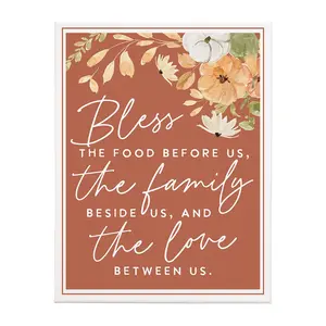 Sincere Surroundings 17" Bless Food Pumpkins Wrapped Canvas