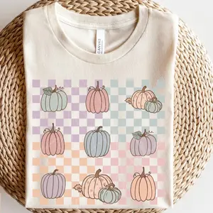 Pumpkin Check Casual Crew Neck