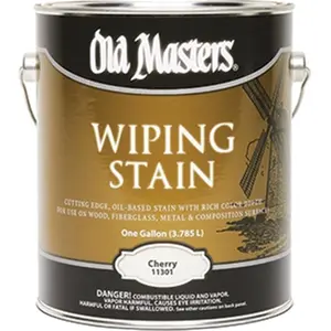 212 MAIN Old Masters 11301 Cherry Wiping Stain - 1 Gal, 240 VOC Oil-Based Paint for Interior Wood Staining, Slow-Dry Formula