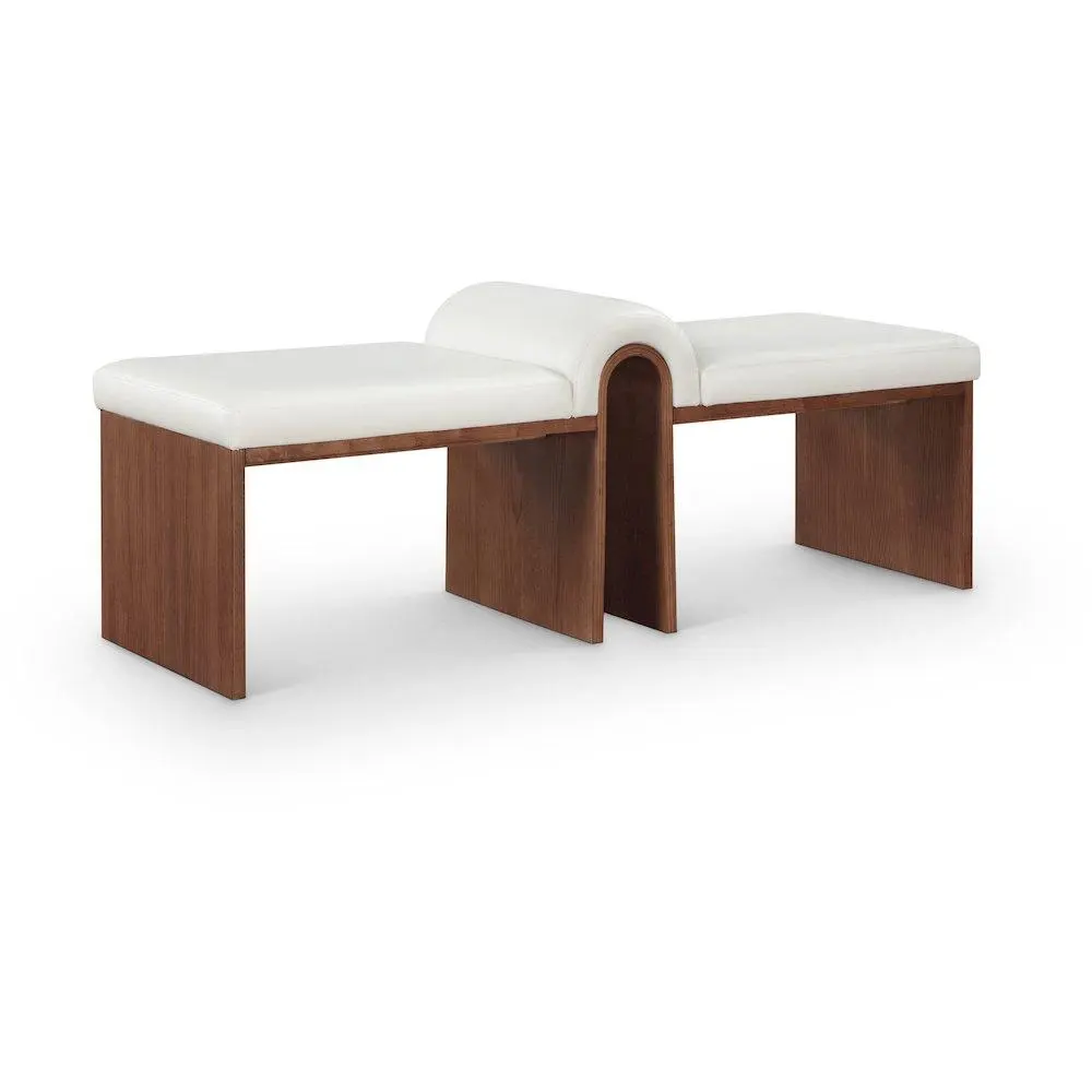Delphine Cream Vegan Leather Upholstered Bench