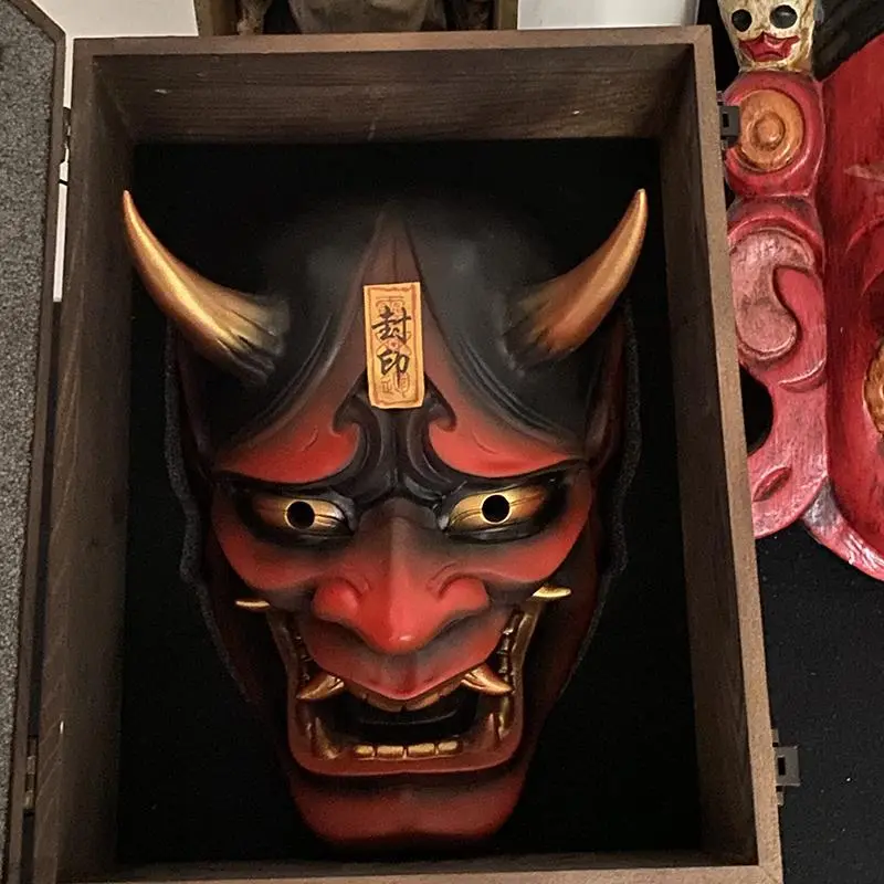 New Samurai Uncle Oni Latex Mask Mascaras Halloween Cosplay Props Horror Theme Decoration Toys for Adult Masque Косплей 2023