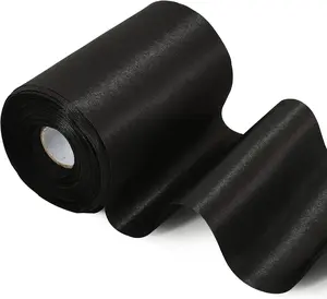 Satin Ribbon 4 Inch Wide Black Solid 22yd Fabric Large Ribbon Cutting Ceremony Grand Opening Chair Sashes Table Hair Car Bows Floral Craft Gift Wrapping Wedding Halloween Party Decoration