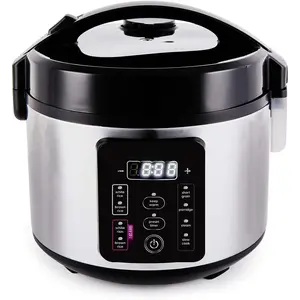 Kumo Carb Rice Cooker with Ceramic Bowl and Advanced Fuzzy Logic, (5.5 Cups, 1 Litre), 5 Rice Cooking Functions, 3 Multicooker Functions, 110V  Power (Light Stainless Steel)