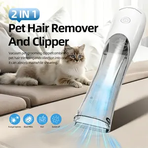 2-in-1 Portable Dog Grooming Vacuum Clipper Kit 3-Speed Low Noise Rechargeable Powerful Suction 99% Pet Cat Pet Hair Trimmer Shaver with Comb Shedding LED Pet Trimmer shaving accessories