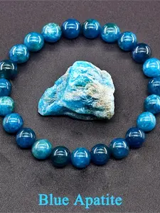 Natural Blue Phosphates Beaded Bracelet, Bohemian Elegance Style, Unisex Gemstone Jewelry, Crystal Meditation Accessory