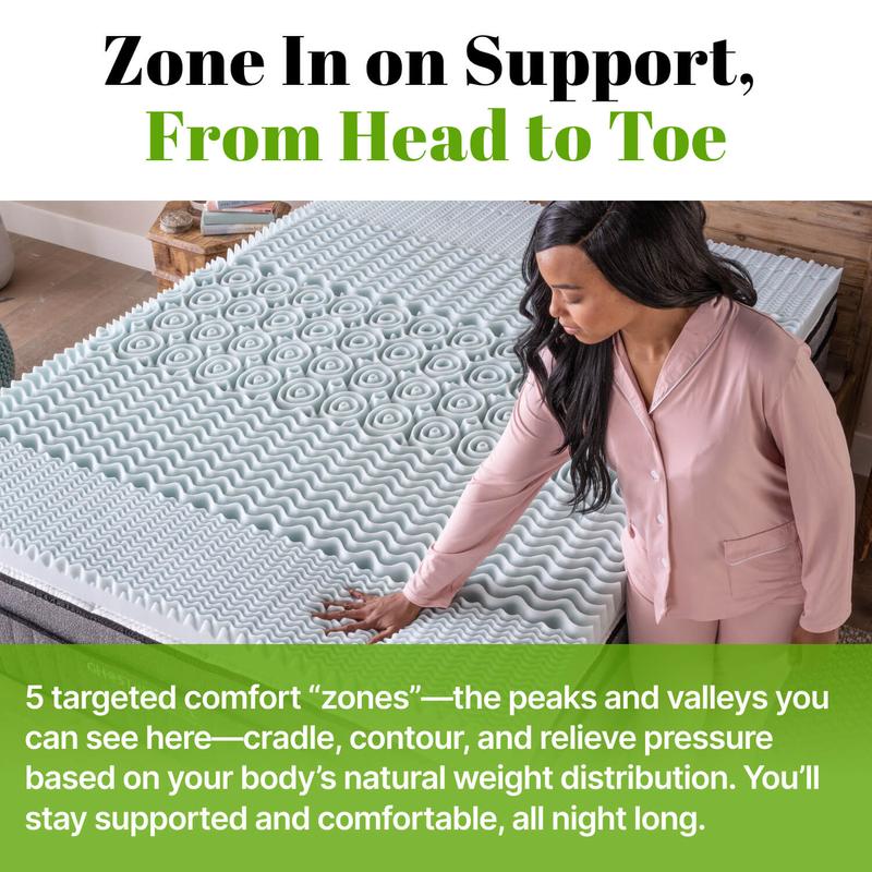 GhostBed Memory Foam Mattress Topper - Cooling Gel Memory Foam Plus Water-Resistant Protector Elastic Cover