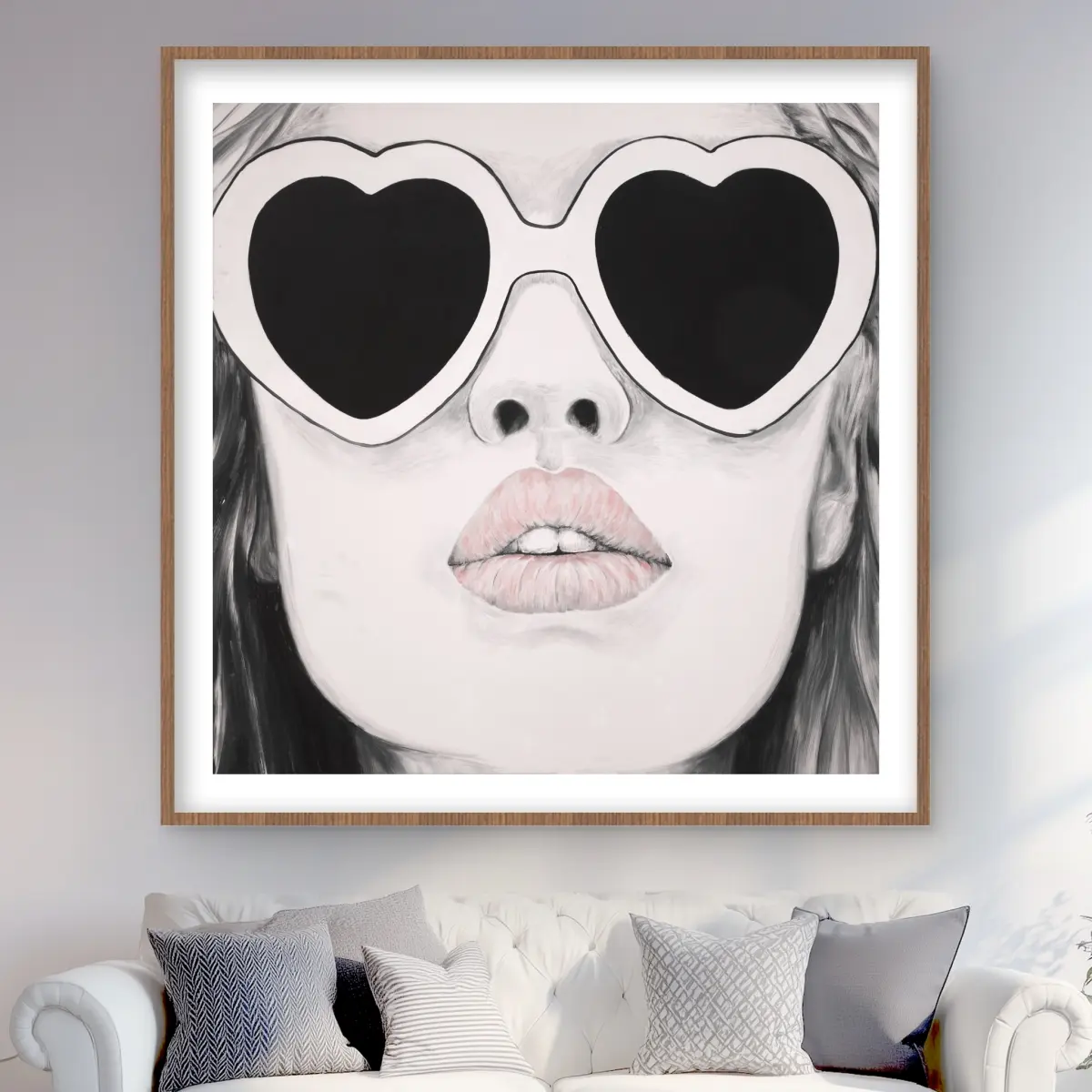 212 MAIN Artistic Matted Frame Wall Art Painting - 48x48 in. Modern Blush Pink Graphic Photo, Home Inspo Decoration for Living Room, Home Office Room Decor