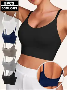 Women's Round Neck Bra, Comfortable Fashion Design, Perfect for Daily Wear, Breathable Fabric, Backless Strapless Bras, All Seasons,1/2/3/4/5/6 Pack.