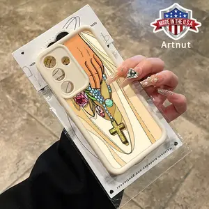 Case Compatible with Galaxy S24 Plus S25 S23 S22 Ultra S24+ Hand Holding Rosary Pattern Soft Matte TPU Armor Lens Protection Rugged Phone Back Cover for Girl