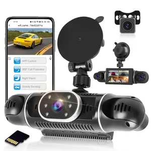 4 Channel Dash Cam 360° View, 3 inch IPS Screen 1080P Front and Rear Inside, 720P Left Right Dash Camera for Cars with WiFi&App Control, Night Vision, Loop Recording + 64G TF Card