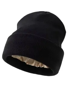 Autumn Winter Satin Knit Hat, Large Head Circumference Warm Beanie, Solid Color Cold Cap, Unisex for Kids over 13 Years, Outdoor Sports, Knitting Beanie, Lightweight Beanie, Knitted Beanie Hat