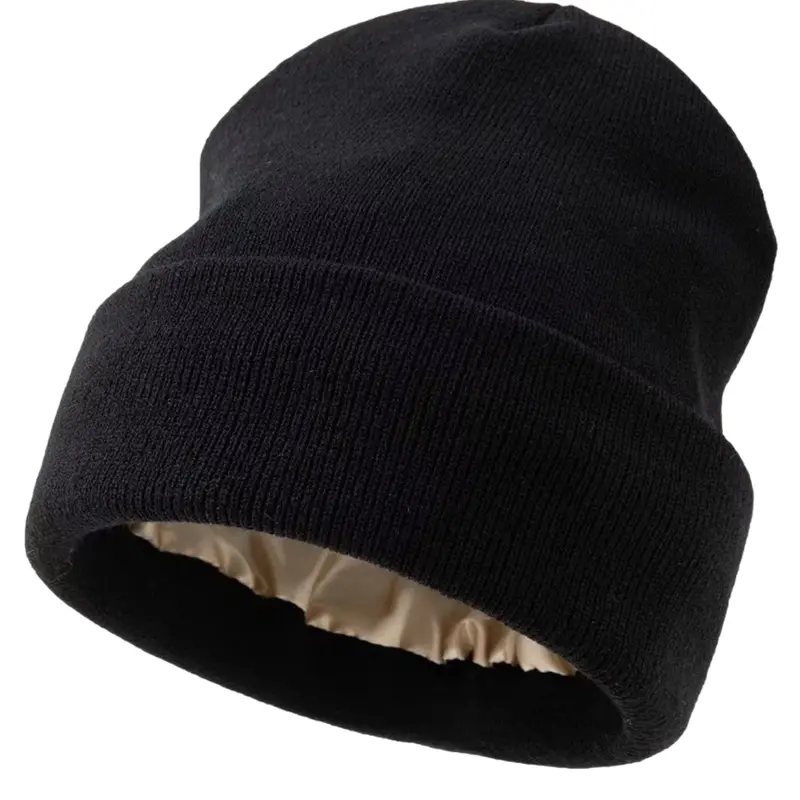 Autumn Winter Satin Knit Hat, Large Head Circumference Warm Beanie, Solid Color Cold Cap, Unisex for Kids over 13 Years, Outdoor Sports, Knitting Beanie, Lightweight Beanie, Knitted Beanie Hat, Beanies