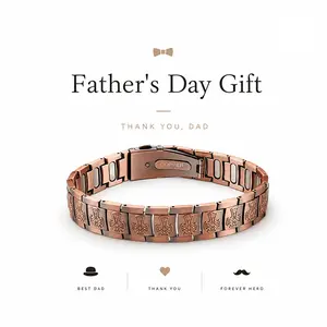 Trinckle Vintage Men's Magnetic Copper Bracelet, Celtic Cross Style Design, 5x Stronger (5000 Gauss), 99.9% Pure Copper, Embedded Magnet, Premium Flip Top with Size Adjustment Tool. Perfect Father's Day gift and everyday wear
