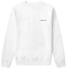 Men's Off-White Logo Crewneck Sweatshirt, Menswear Tops, Casual Long-Sleeve Pullover, White-Black Color