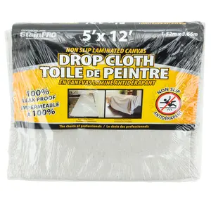 WorldWide Sales Online 5ft x 12ft Canvas Drop Cloth 1 Side Laminated 8oz Fabric