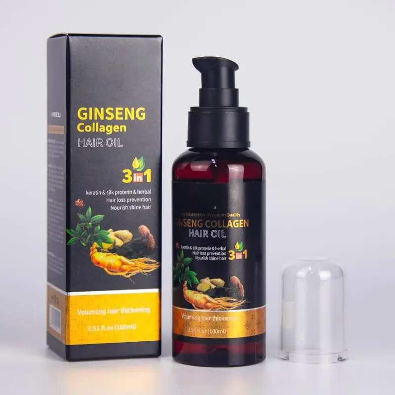 Collagen Ginseng Hair Oil Keratin Silk proterin and herbal hair oil , Nourishes and shines hair , hair loss prevention oil , volumizing and thickening hair oil