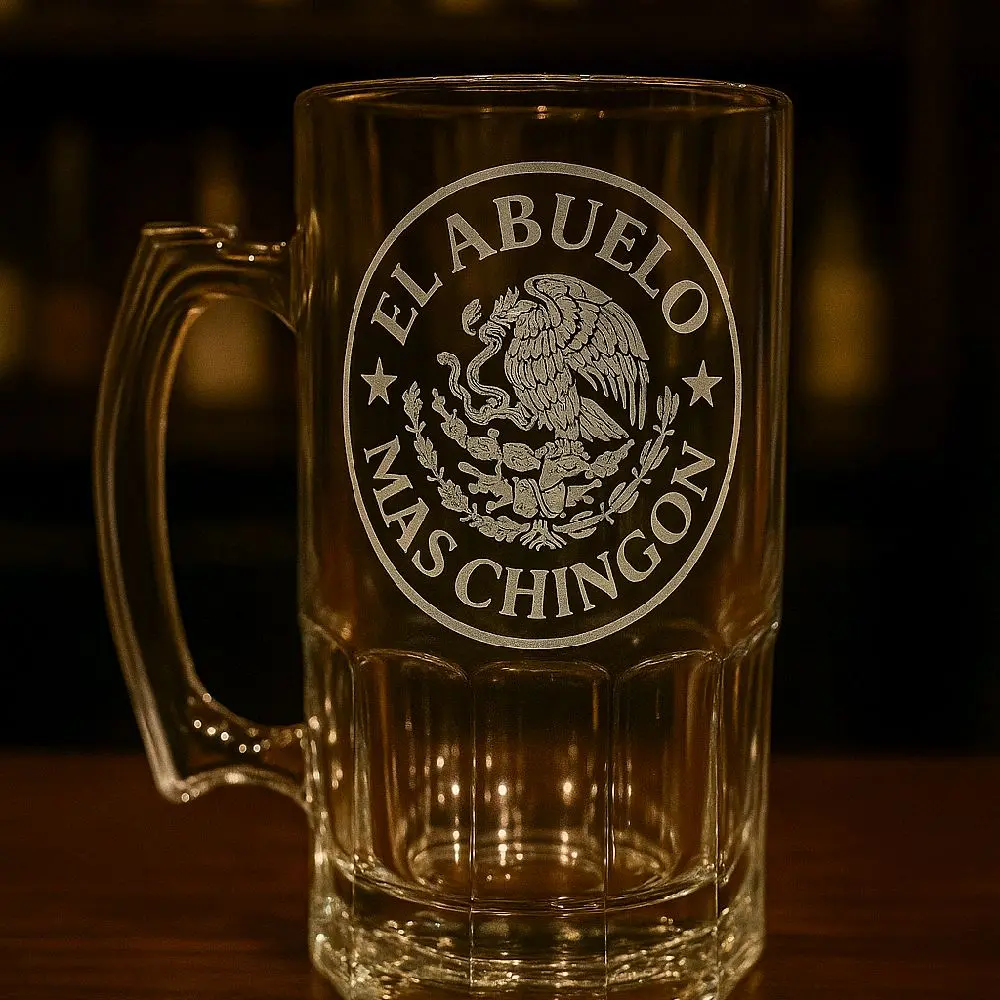 "El Abuelo Mas Chingon" Etched Glass Mug