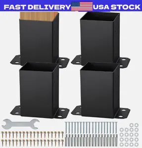 VEVOR 4 Pack 4x4 Post Base Brackets Heavy Duty Wood Post Fence Post Anchor