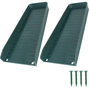 2PC Green Gutter Downspout Splash Block 16.3" Drain Gutter Guard Diverter Fixable Downspout Extensions Drain Trays for Water Drainage to Protect House Foundations