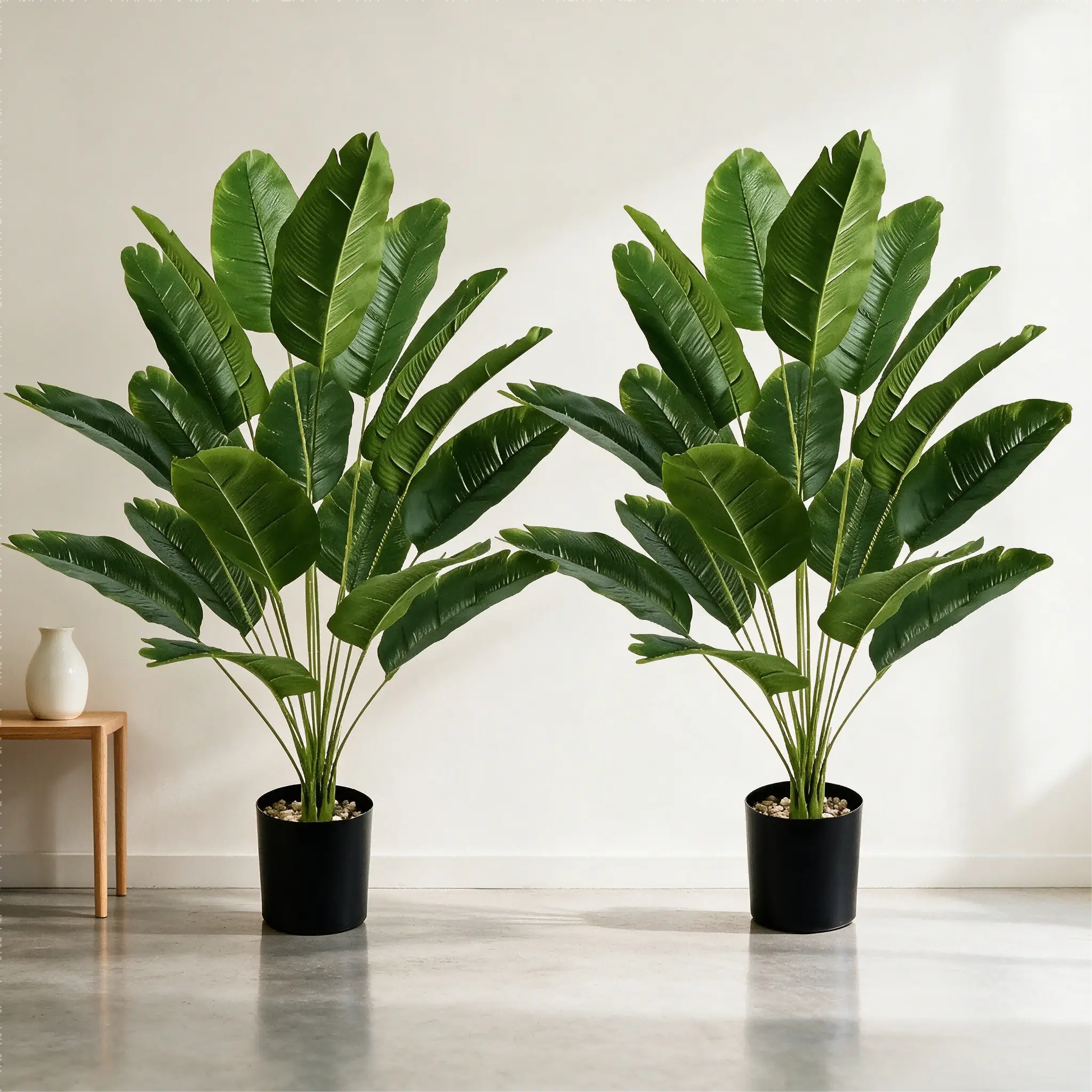Artificial Bird of Paradise Potted Plant - 31.4" Fake Tropical Palm & Banana Leaf Tree, Low-Maintenance Indoor Floor Greenery Decor for Living Room, Home Office Boho Style