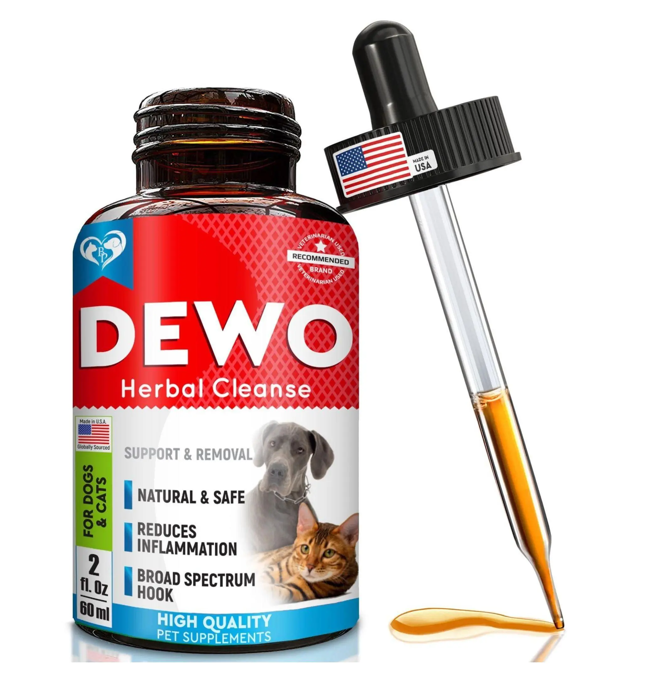 Cat & Dog Dewormer - Liquid Worm Treatment for Roundworm, Tapeworm, Hookworm & Whipworm - Natural Pet Medicine for Kittens & Puppies - Easy to Administer Drops Beloved Pets