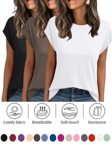 2026 Women's Cap Sleeve Tops for Summer - Soft Stretchy Versatile Shirts for Office Casual Date Everyday Wear