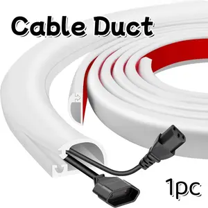 1Pc White Soft Floor Cable Duct, Concealed Wire Protection Strips, Preventing Tripping Hazards From Exposed Wires, Decorative Cable Channels, Suitable For Installation On Desktops, Walls, And Floors